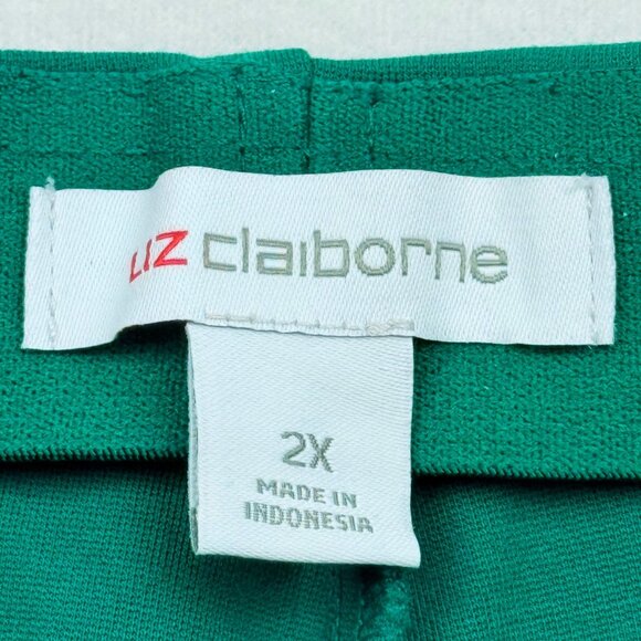 Liz Claiborne Women's Pull-on Stretch Wide Leg Emerald Green Pants Size 2X NWT - Picture 7 of 12